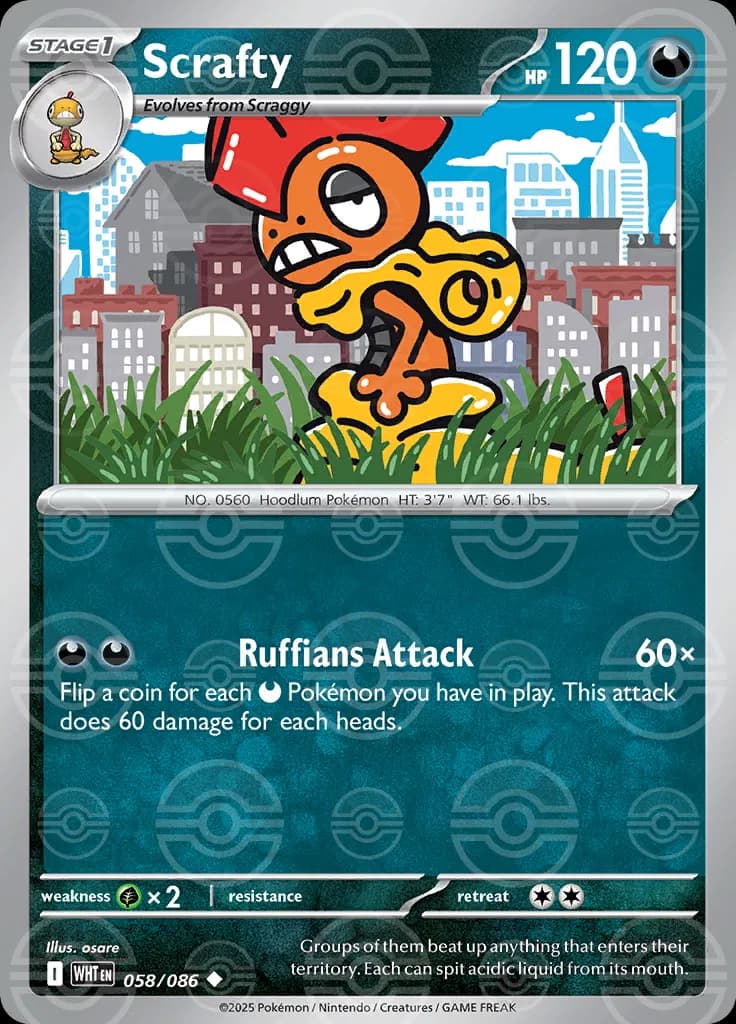 Scrafty (Poke Ball Pattern)  - White-Flare